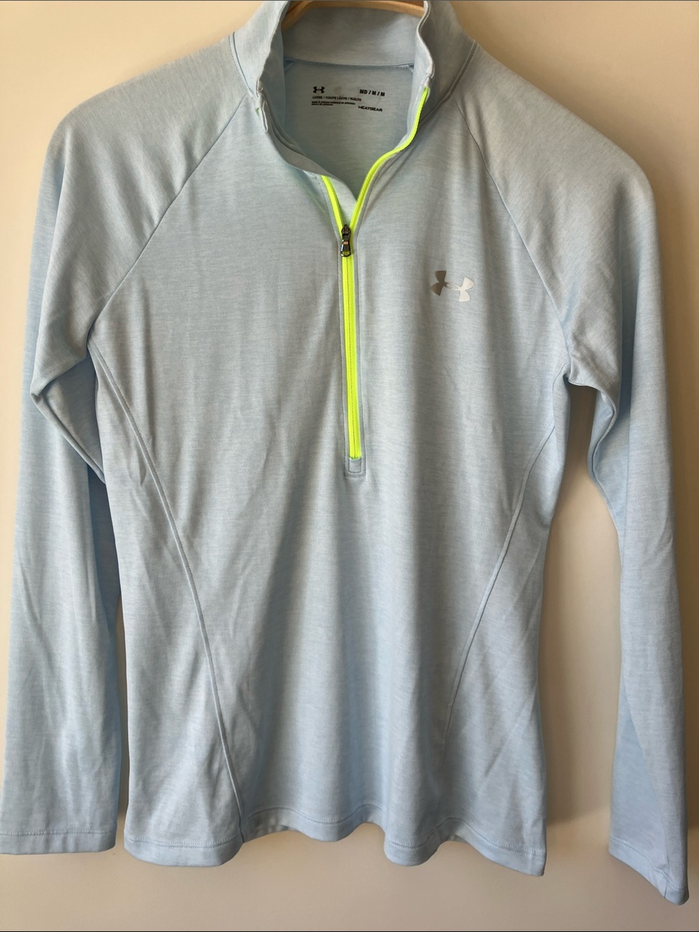 UNDER ARMOR Loose Fit Heatgear Tech Twist 1/2 Zip Pullover Baby Blue Size M NWOT